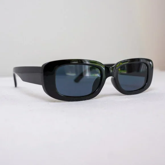 y2k rectangle retro style Black Frame, Dark Lens frame sunglasses - Picture 6 of 8